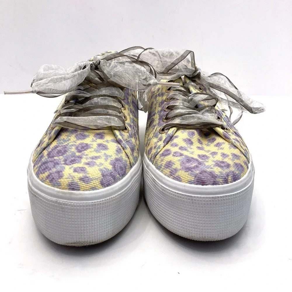 Superga x LoveShackFancy Platform Sneakers Purple Rain Womens 8 EU 39 Floral